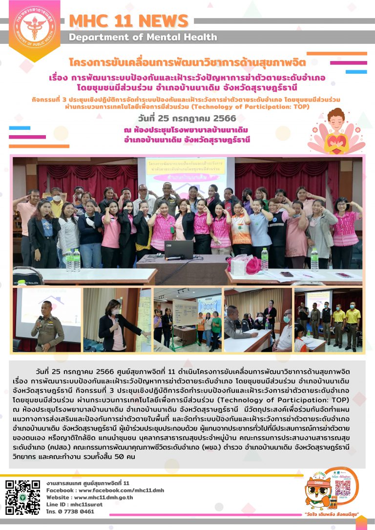 โครงการขับเคลื่อนการพัฒนาวิชาการด้านสุขภาพจิต 25 07 2566