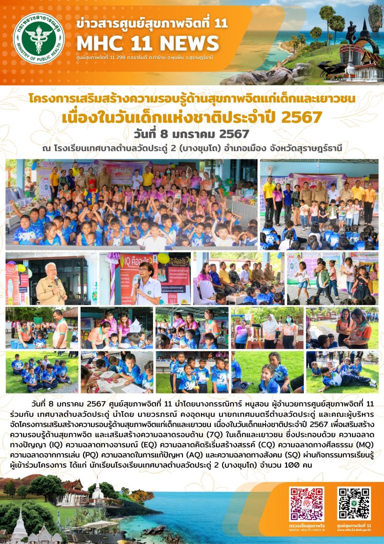 โครงการเสริมสร้างความรอบรู้ด้านสุขภาพจิตแก่เด็กและเยาวชน เนื่องในวันเด็กแห่งชาติ