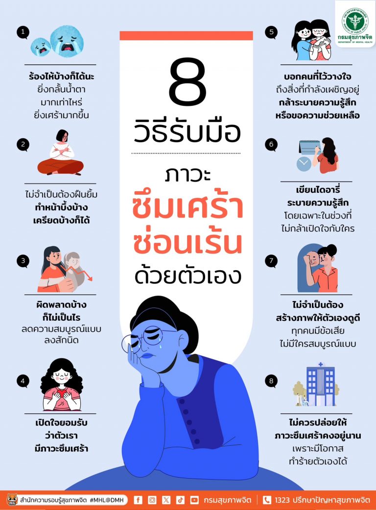 8 วิธีรับมือภาวะซึมเศร้าซ่อนเร้นด้วยตัวเอง