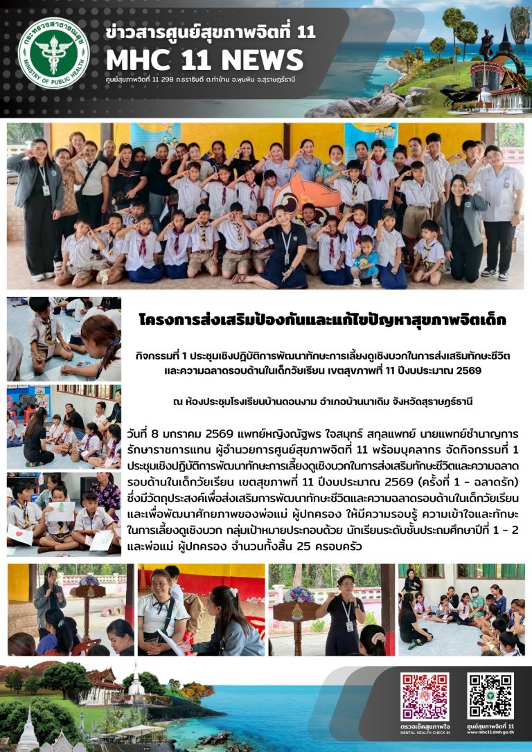 การส่งเสริมป้องกันและแก้ไขปัญหาสุขภาพจิตเด็ก 08 01 2569