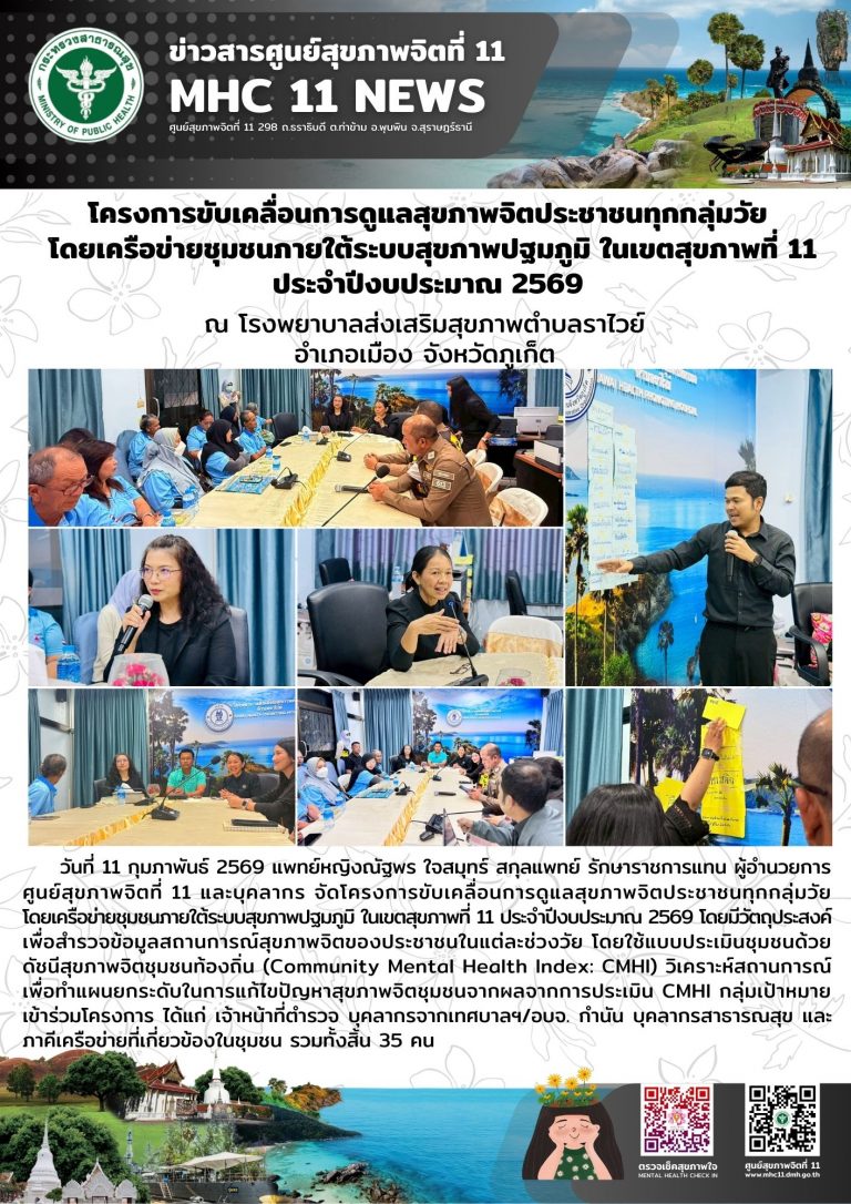 การดูแลสุขภาพจิตประชาชนทุกกลุ่มวัยโดยเครือข่ายชุมชน 11022569