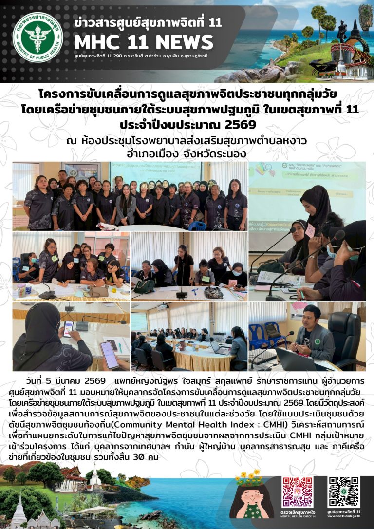 การขับเคลื่อนการดูแลสุขภาพจิตประชาชนทุกกลุ่มวัยโดยเครือข่ายชุมชนภายใต้ระบบสุขภาพปฐมภูมิ 05032569