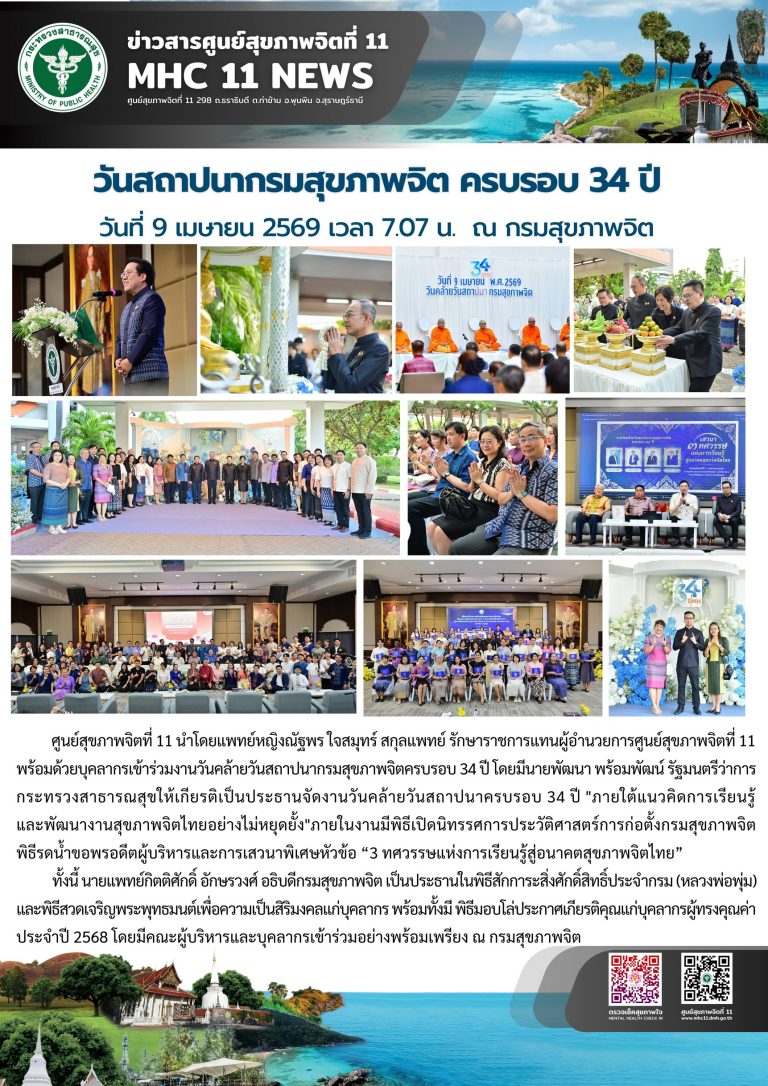 วันสถาปนากรมสุขภาพจิต 09 04 2569